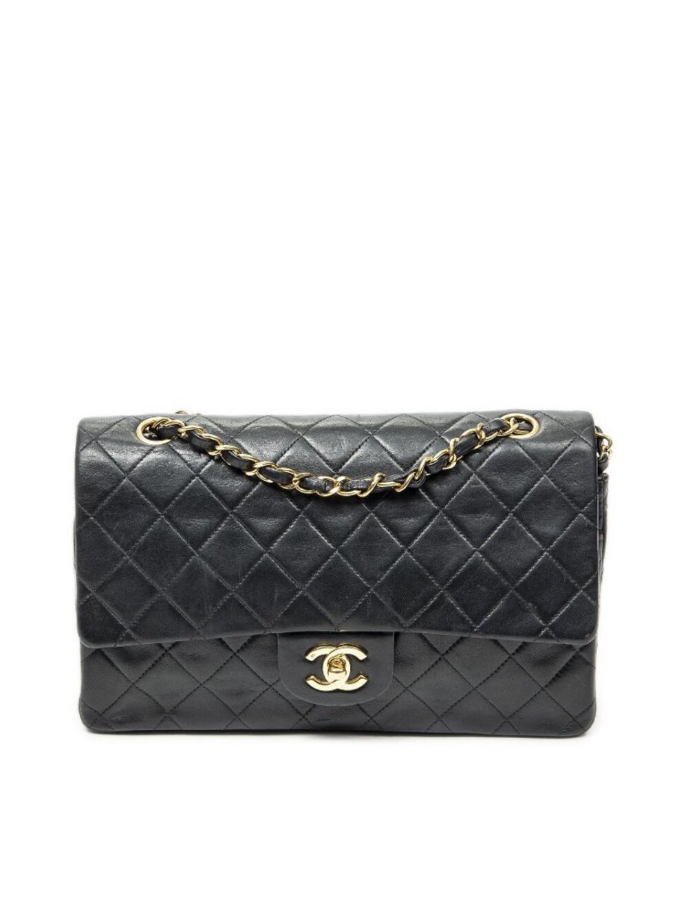 Chanel Quilted Double Flap Bag Black Lambskin Leather